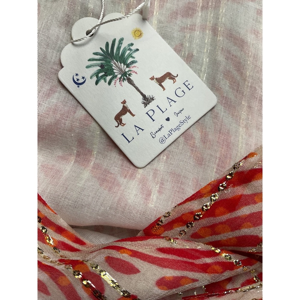 La Plage Jaipur Maxi Dress Women's Size S Red Print‎ Kimono Sleeve V Neck - Picture 8 of 12